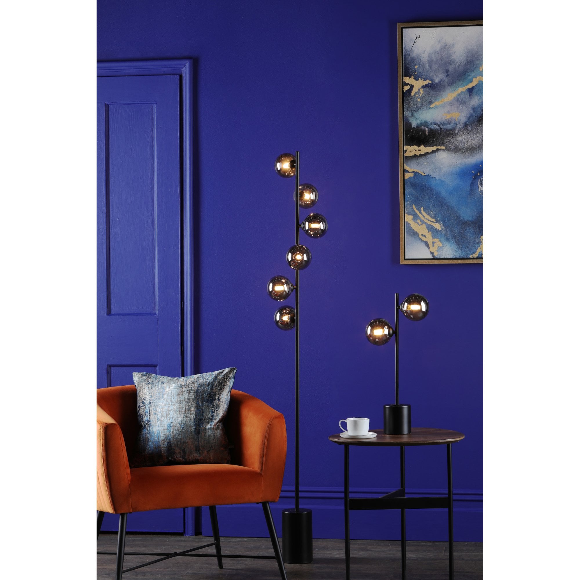 Spiral Modern 2 Light Table Lamp In Matt Black Finish With Smoked Glass SPI4222-01