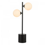 Spiral Modern 2 Light Table Lamp In Matt Black Finish With Opal Glass SPI4222-02