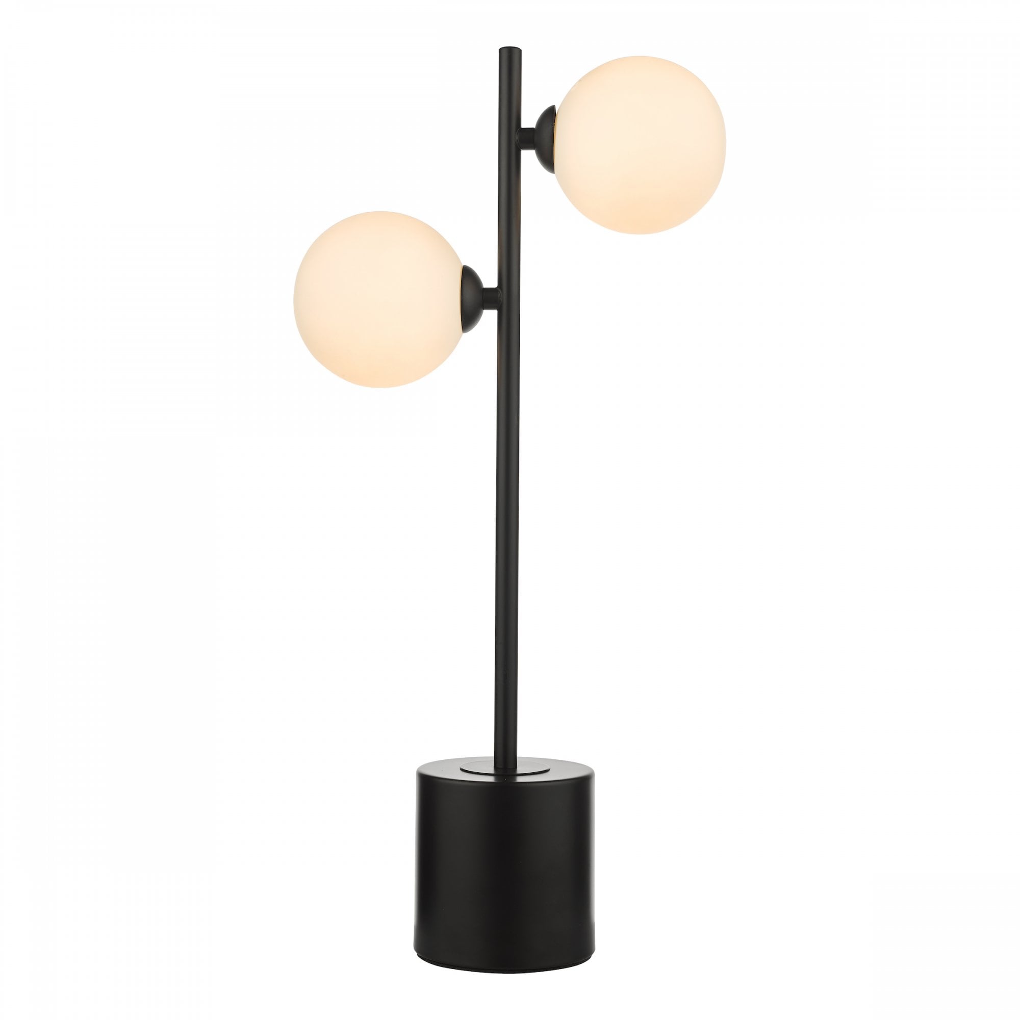 Spiral Modern 2 Light Table Lamp In Matt Black Finish With Opal Glass SPI4222-02