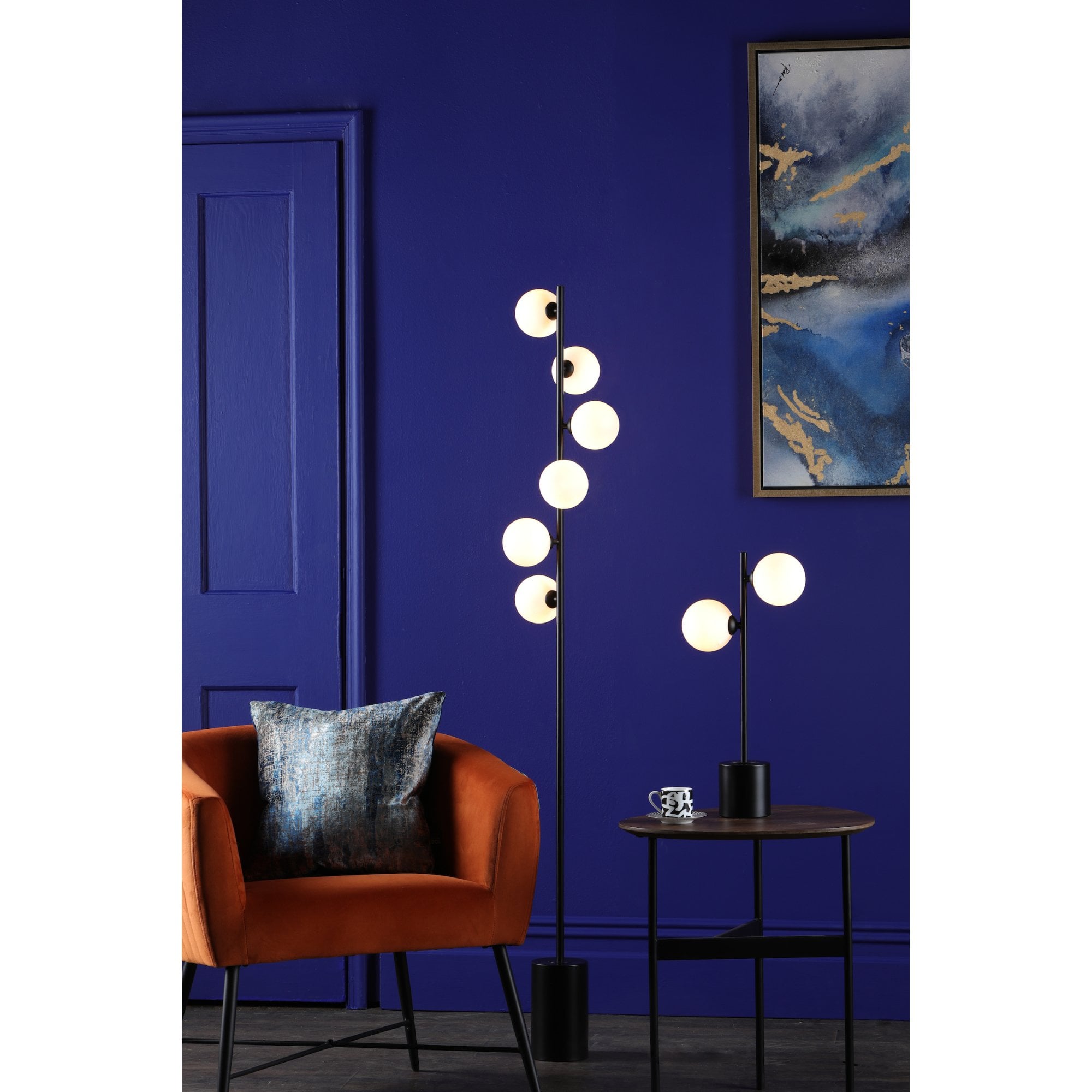Spiral Modern 2 Light Table Lamp In Matt Black Finish With Opal Glass SPI4222-02