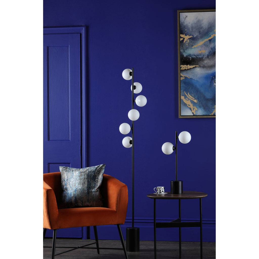 Spiral Modern 2 Light Table Lamp In Matt Black Finish With Opal Glass SPI4222-02