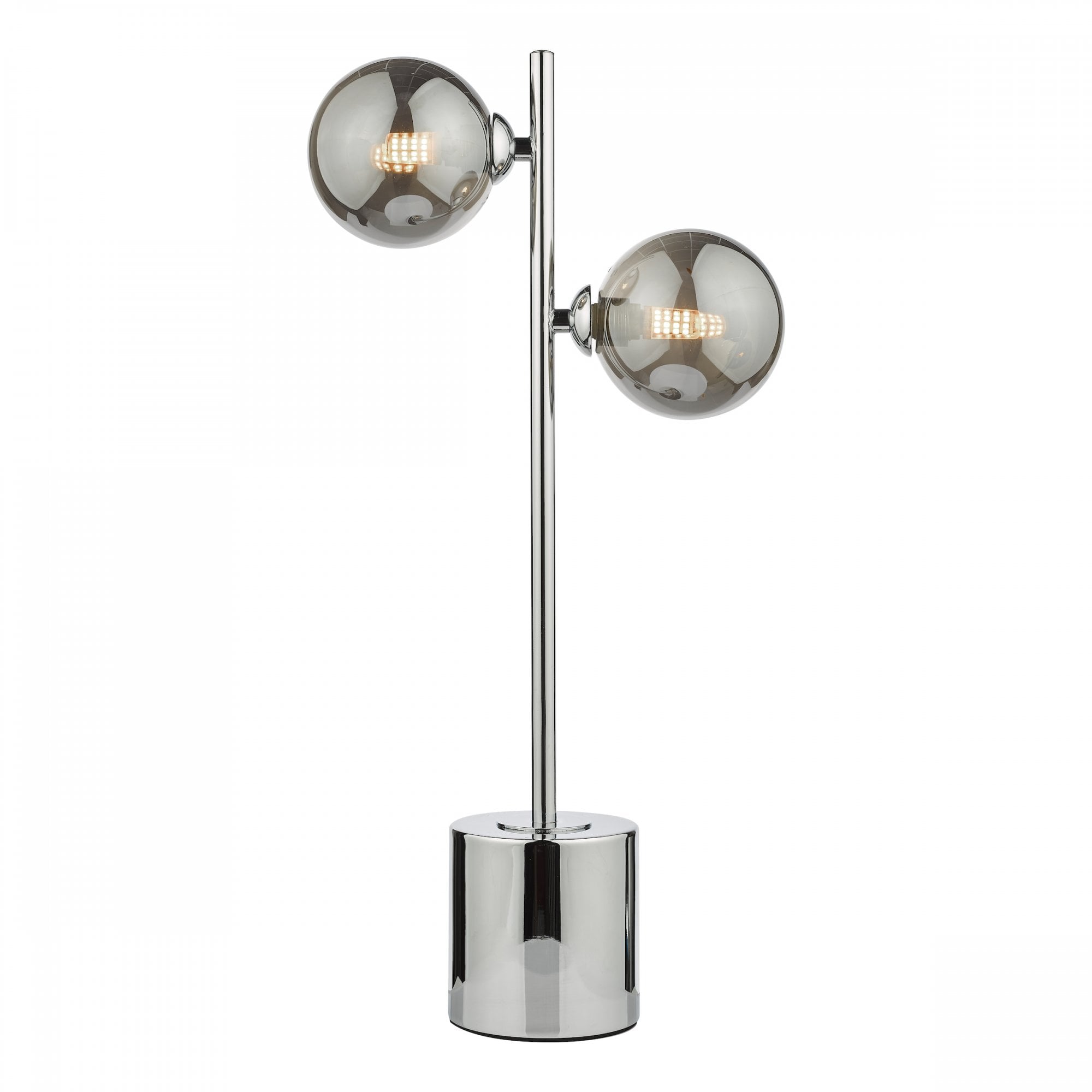 Spiral Modern 2 Light Table Lamp In Polished Chrome With Smoked Glass SPI4250-01