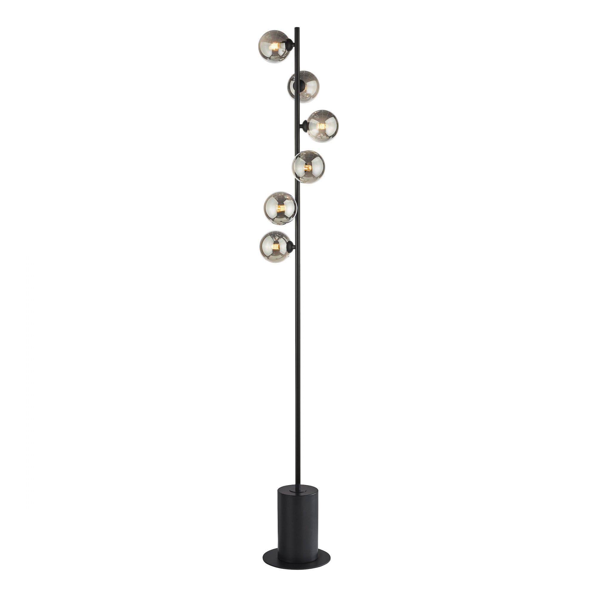 Spiral Modern 6 Light Floor Lamp In Matt Black With Smoked Glass SPI4922-01