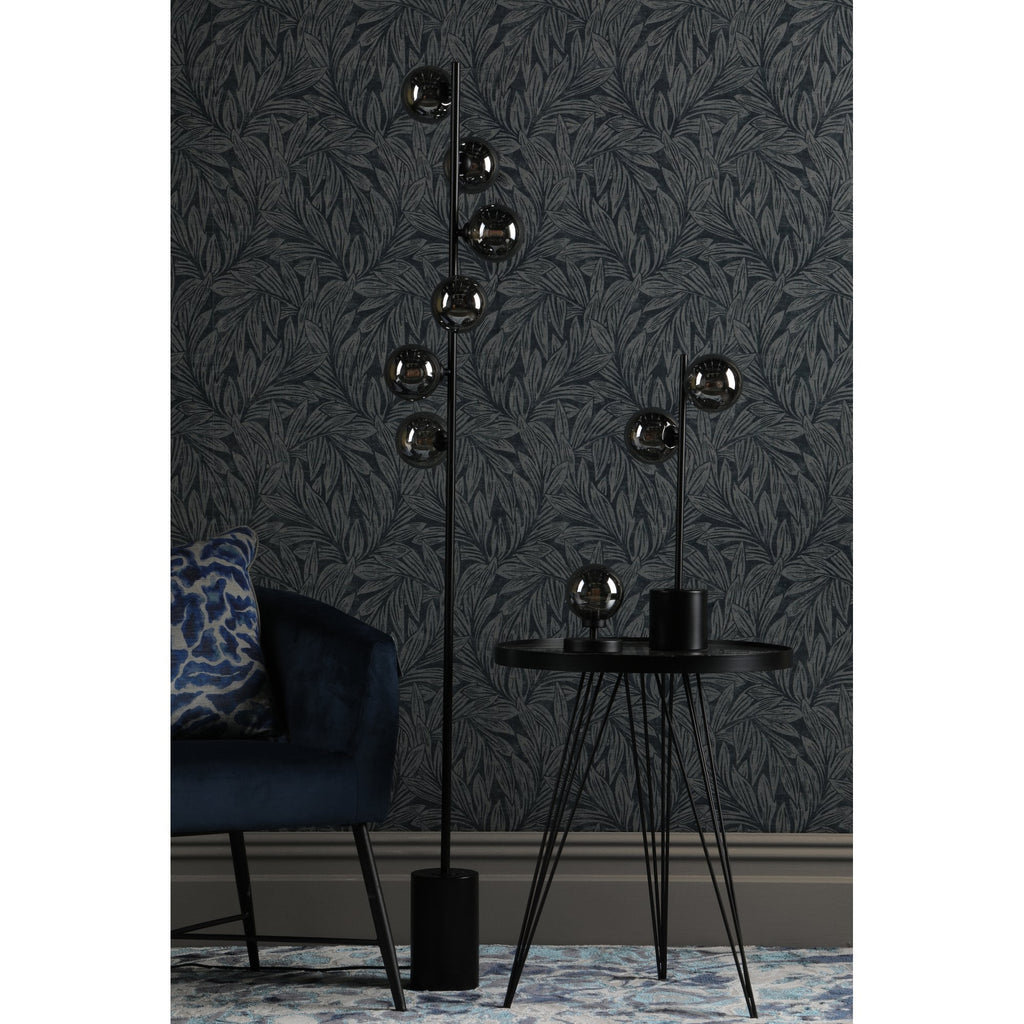 Spiral Modern 6 Light Floor Lamp In Matt Black With Smoked Glass SPI4922-01