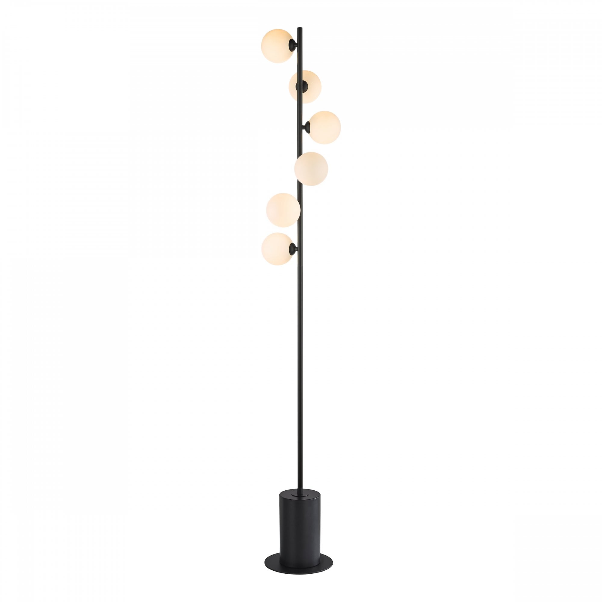 Spiral Modern 6 Light Floor Lamp In Matt Black With Opal Glass SPI4922-02
