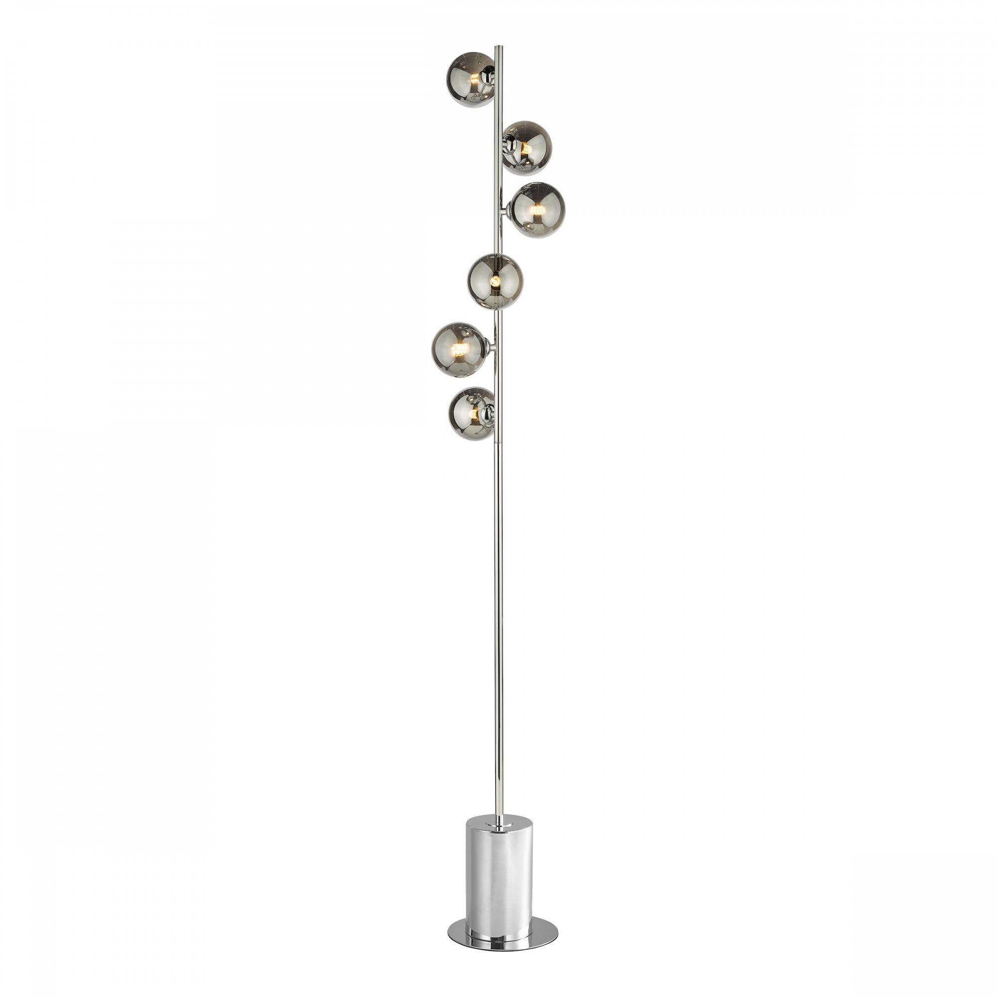 Spiral Modern 6 Light Floor Lamp Polished Chrome Smoked Glass SPI4950-01