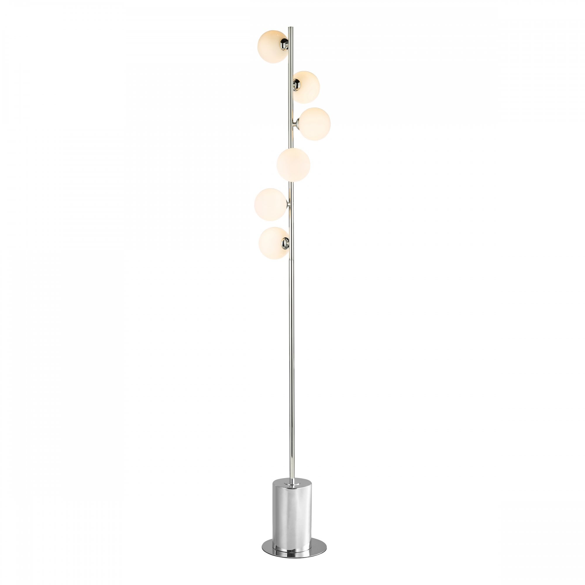 Spiral Modern 6 Light Floor Lamp In Polished Chrome With Opal Glass SPI4950-02