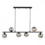 Spiral Modern 6 Light Bar Ceiling Pendant Light In Black With Smoked Glass SPI6422-01