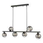 Spiral Modern 6 Light Bar Ceiling Pendant Light In Black With Smoked Glass SPI6422-01