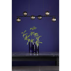 Spiral Modern 6 Light Bar Ceiling Pendant Light In Black With Smoked Glass SPI6422-01