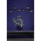 Spiral Modern 6 Light Bar Ceiling Pendant Light In Black With Smoked Glass SPI6422-01