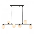Spiral Modern 6 Light Bar Ceiling Pendant Light In Black With Opal Glass SPI6422-02