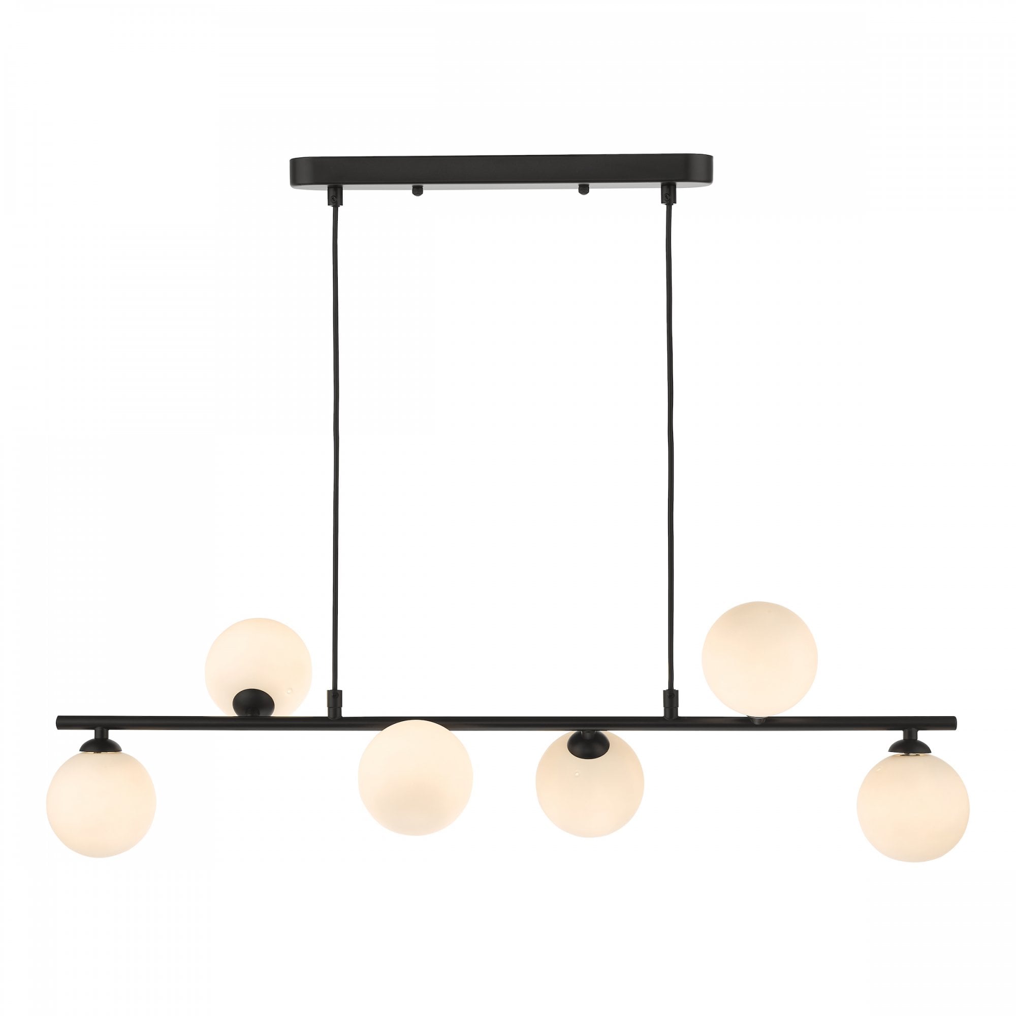 Spiral Modern 6 Light Bar Ceiling Pendant Light In Black With Opal Glass SPI6422-02