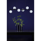 Spiral Modern 6 Light Bar Ceiling Pendant Light In Black With Opal Glass SPI6422-02