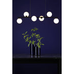 Spiral Modern 6 Light Bar Ceiling Pendant Light In Black With Opal Glass SPI6422-02