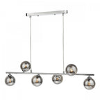 Spiral Modern 6 Light Bar Ceiling Pendant Light In Chrome With Smoked Glass SPI6450-01