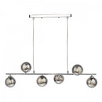 Spiral Modern 6 Light Bar Ceiling Pendant Light In Chrome With Smoked Glass SPI6450-01
