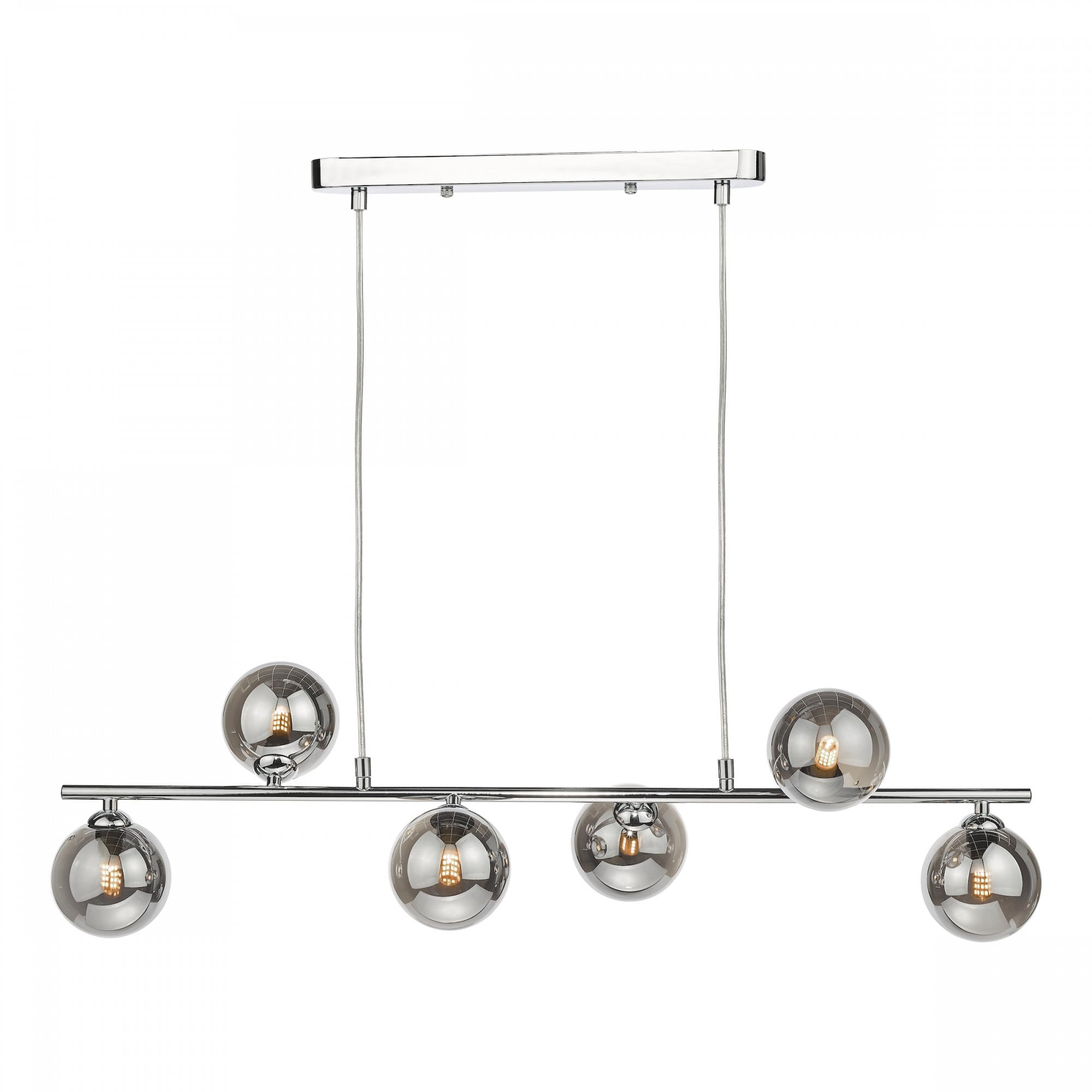 Spiral Modern 6 Light Bar Ceiling Pendant Light In Chrome With Smoked Glass SPI6450-01
