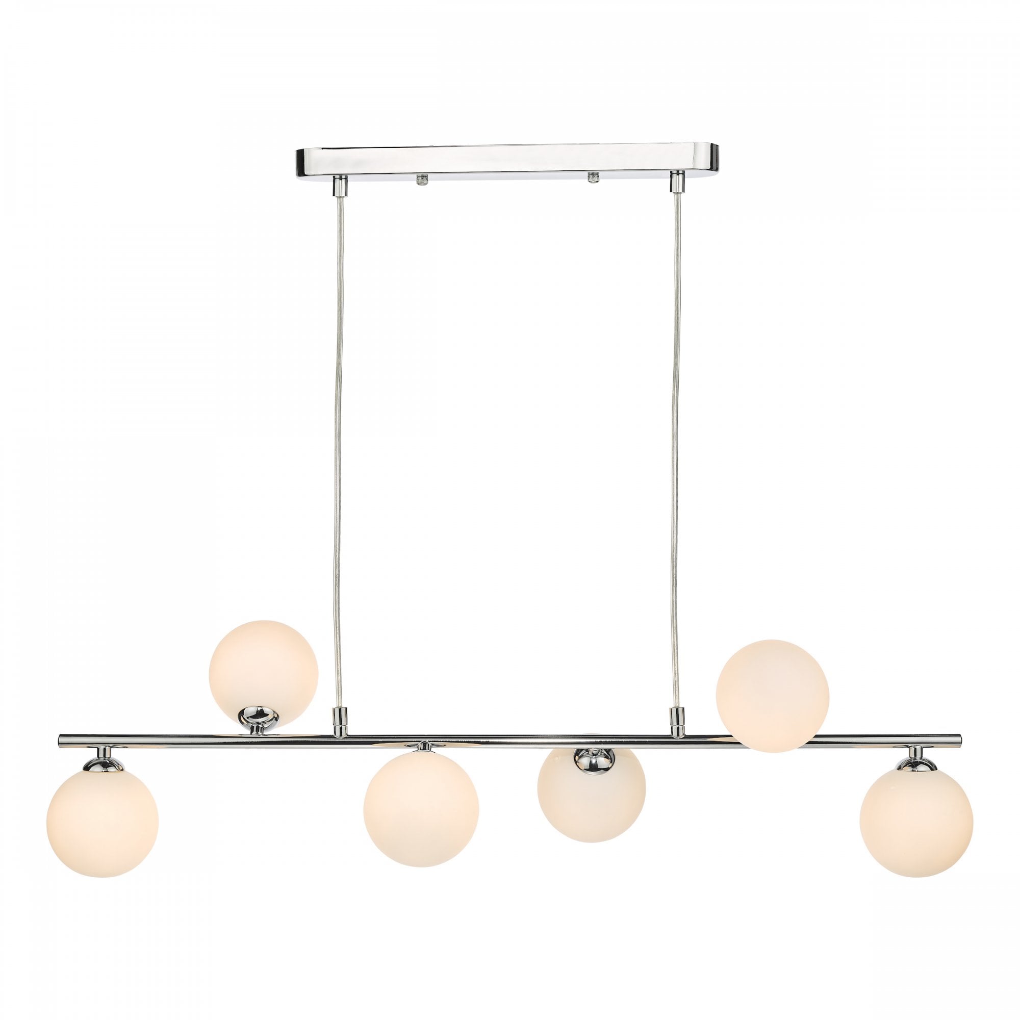 Spiral Modern 6 Light Bar Ceiling Pendant Light In Chrome With Opal Glass SPI6450-02