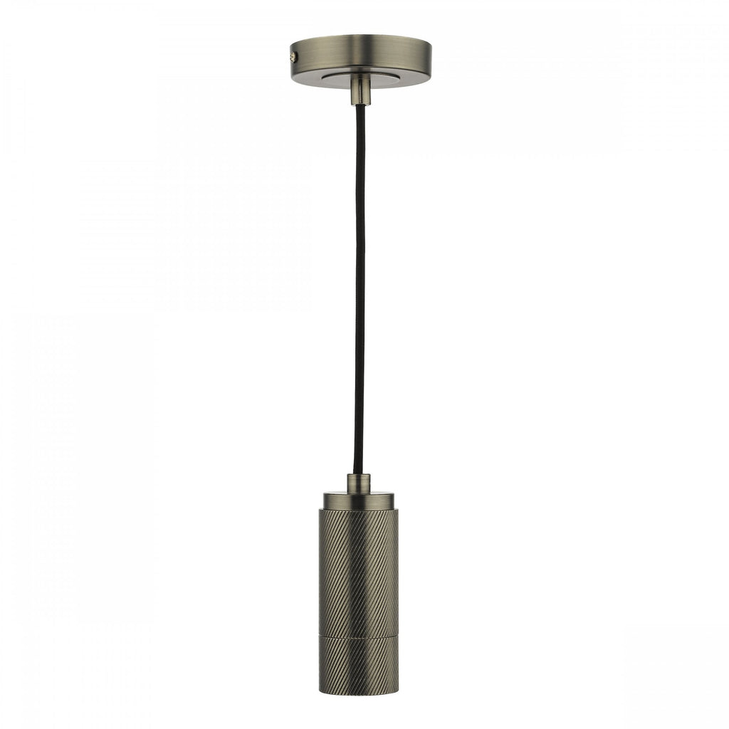 Industrial Knurled E27 Ceiling Suspension In Antique Chrome Finish SPK0167