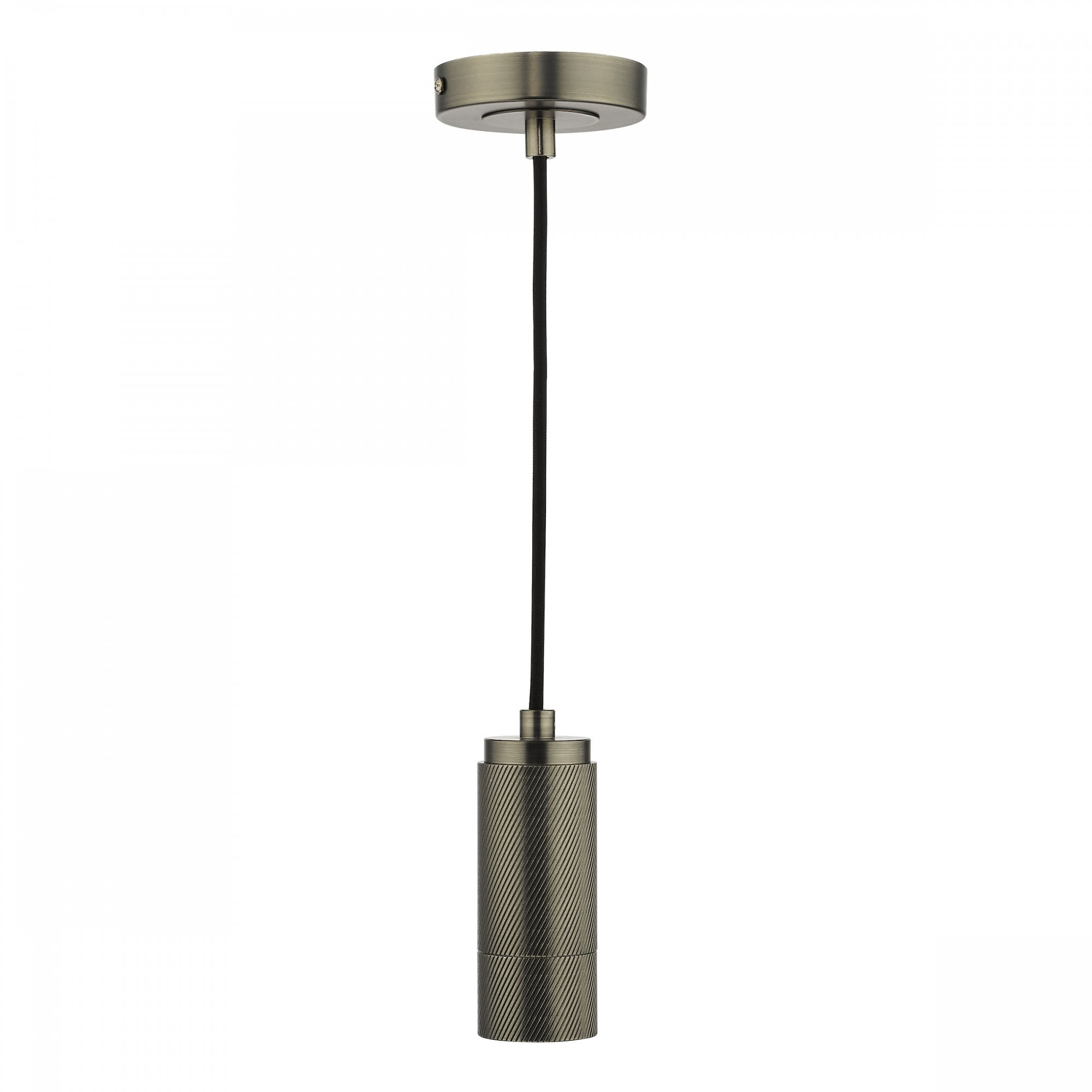 Industrial Knurled E27 Ceiling Suspension In Antique Chrome Finish SPK0167