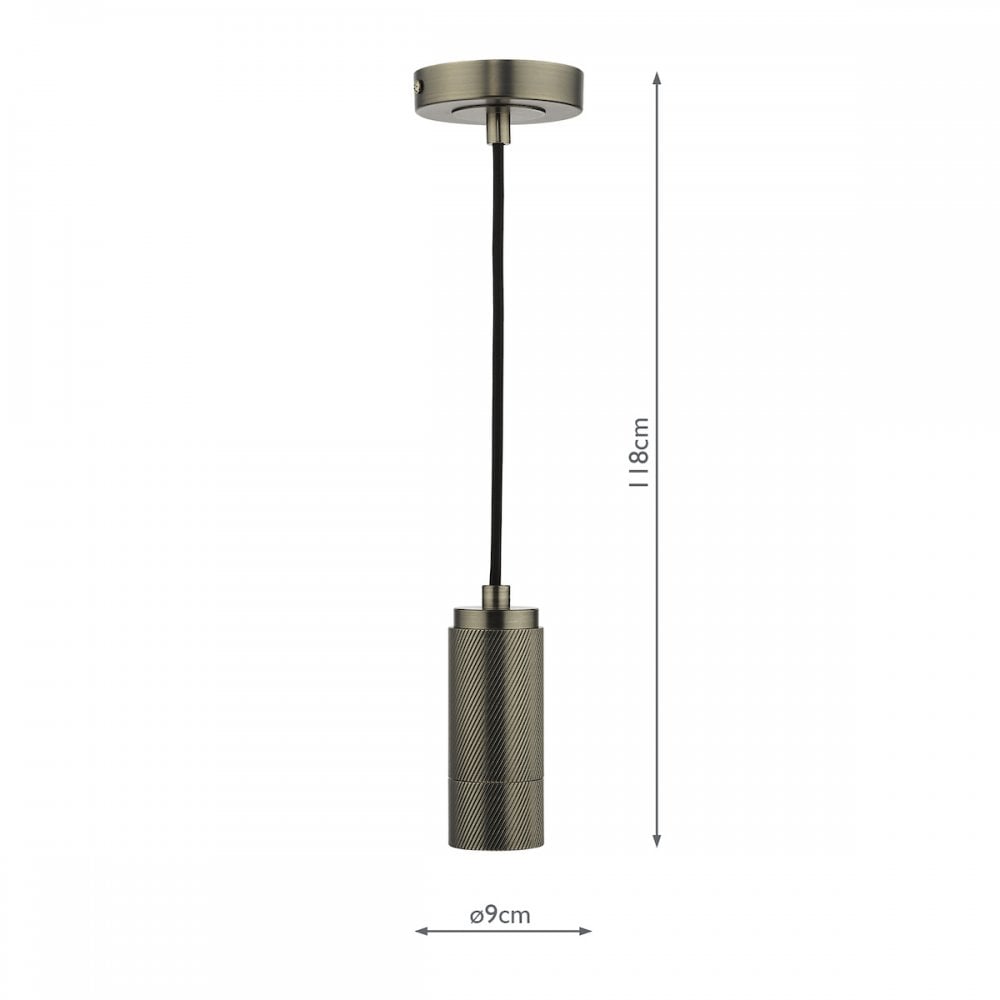 Industrial Knurled E27 Ceiling Suspension In Antique Chrome Finish SPK0167