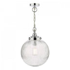 Tamara Bathroom Ceiling Pendant Light In Polished Chrome Finish With Ribbed Glass TAM0150-IP44