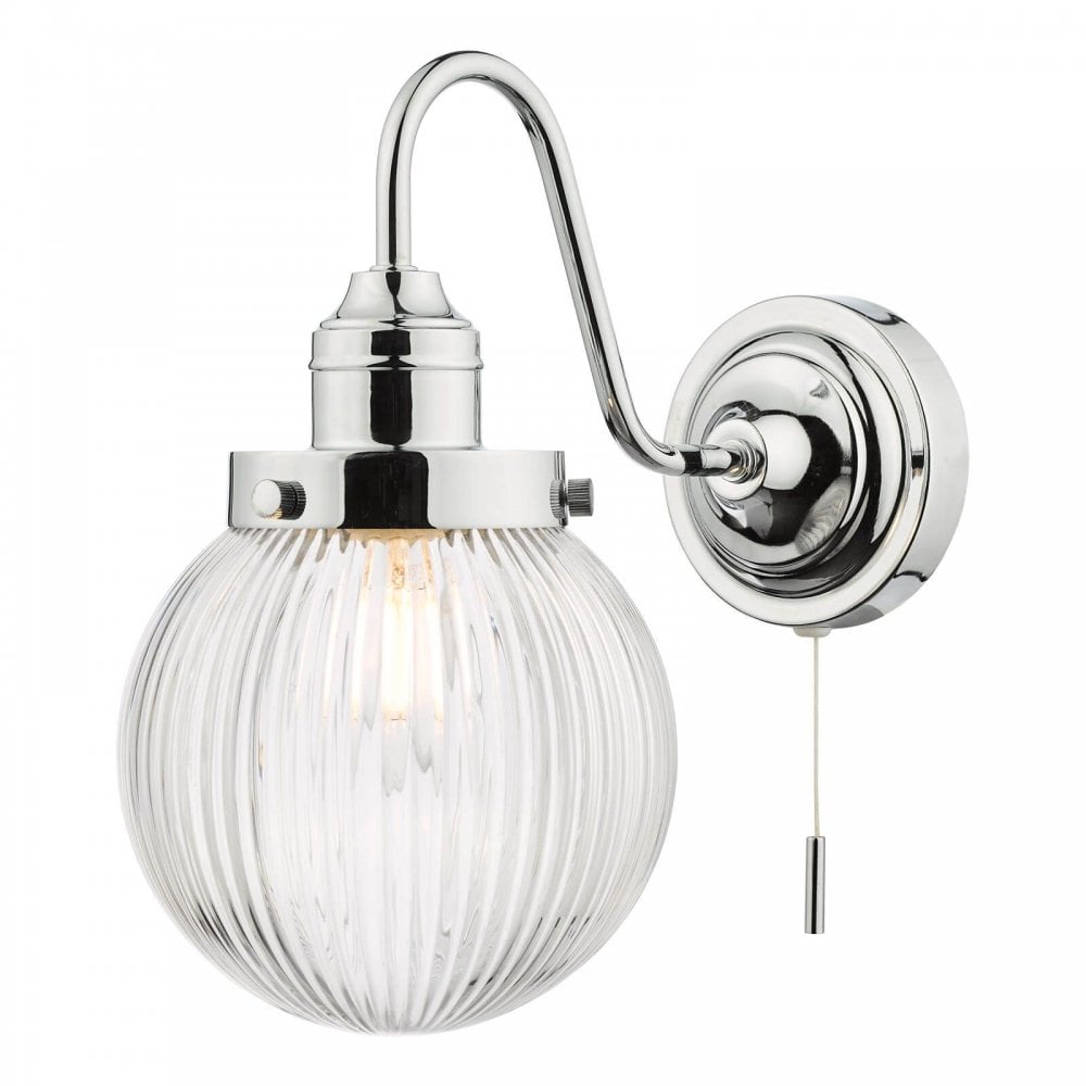 Tamara Bathroom Wall Light In Polished Chrome Finish With Ribbed Glass TAM0750-IP44