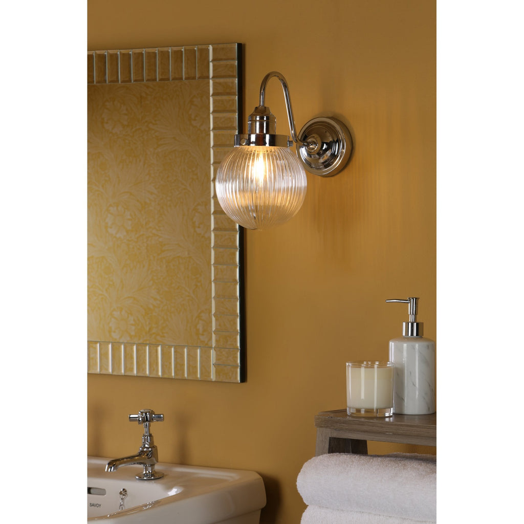 Tamara Bathroom Wall Light In Polished Chrome Finish With Ribbed Glass TAM0750-IP44