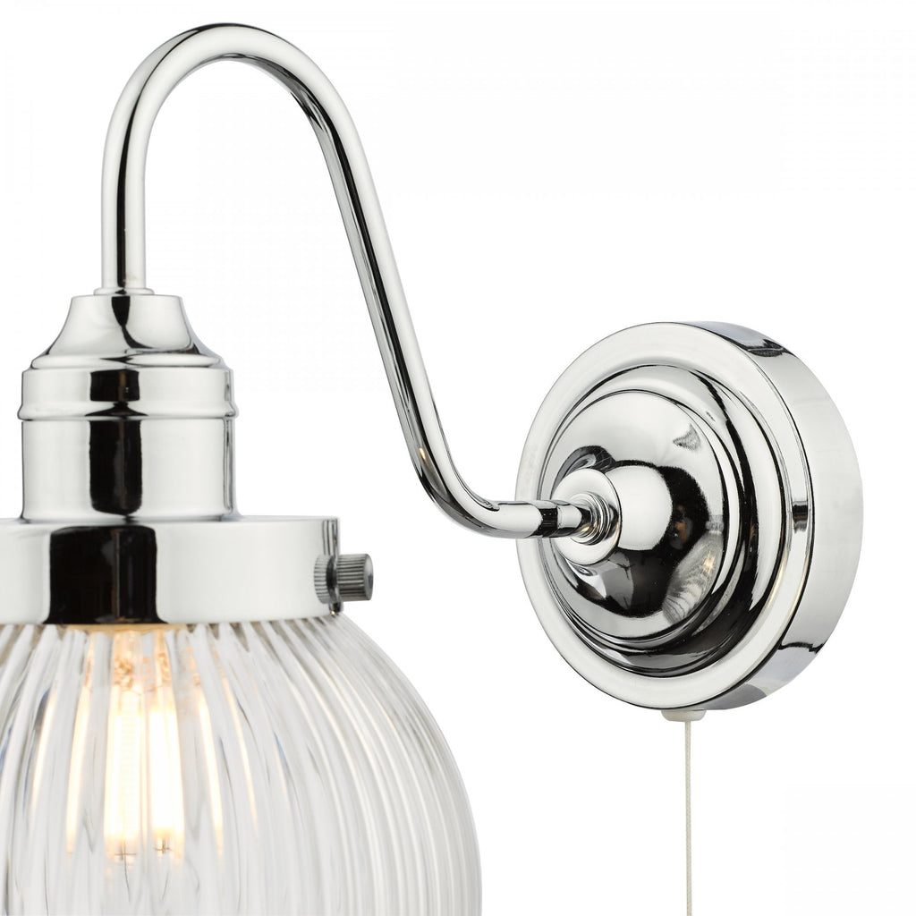 Tamara Bathroom Wall Light In Polished Chrome Finish With Ribbed Glass TAM0750-IP44