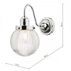 Tamara Bathroom Wall Light In Polished Chrome Finish With Ribbed Glass TAM0750-IP44