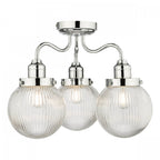 Tamara Bathroom Semi Flush Ceiling Light In Polished Chrome With Ribbed Glass TAM5350-IP44