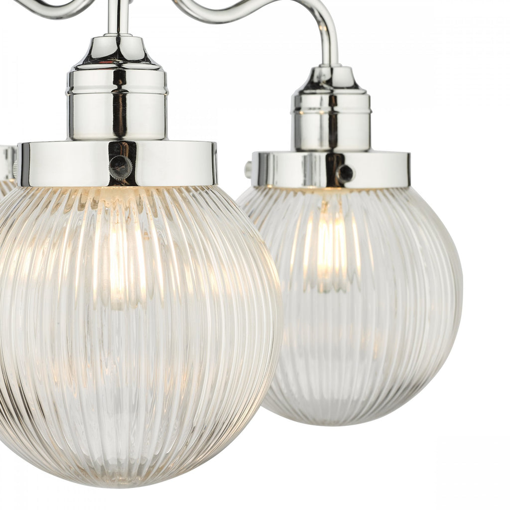 Tamara Bathroom Semi Flush Ceiling Light In Polished Chrome With Ribbed Glass TAM5350-IP44