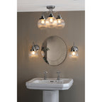 Tamara Bathroom Semi Flush Ceiling Light In Polished Chrome With Ribbed Glass TAM5350-IP44