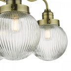 Tamara Bathroom Semi Flush Ceiling Light In Antique Brass With Ribbed Glass TAM5375-IP44