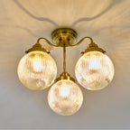 Tamara Bathroom Semi Flush Ceiling Light In Antique Brass With Ribbed Glass TAM5375-IP44