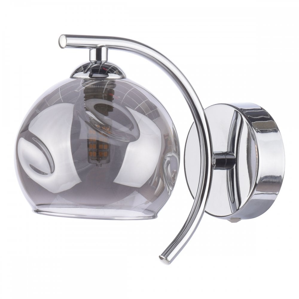 Nakita Wall Light In Polished Chrome Finish With Smoked Dimpled Glass NAK0750-15
