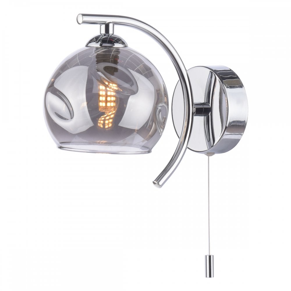 Nakita Wall Light In Polished Chrome Finish With Smoked Dimpled Glass NAK0750-15