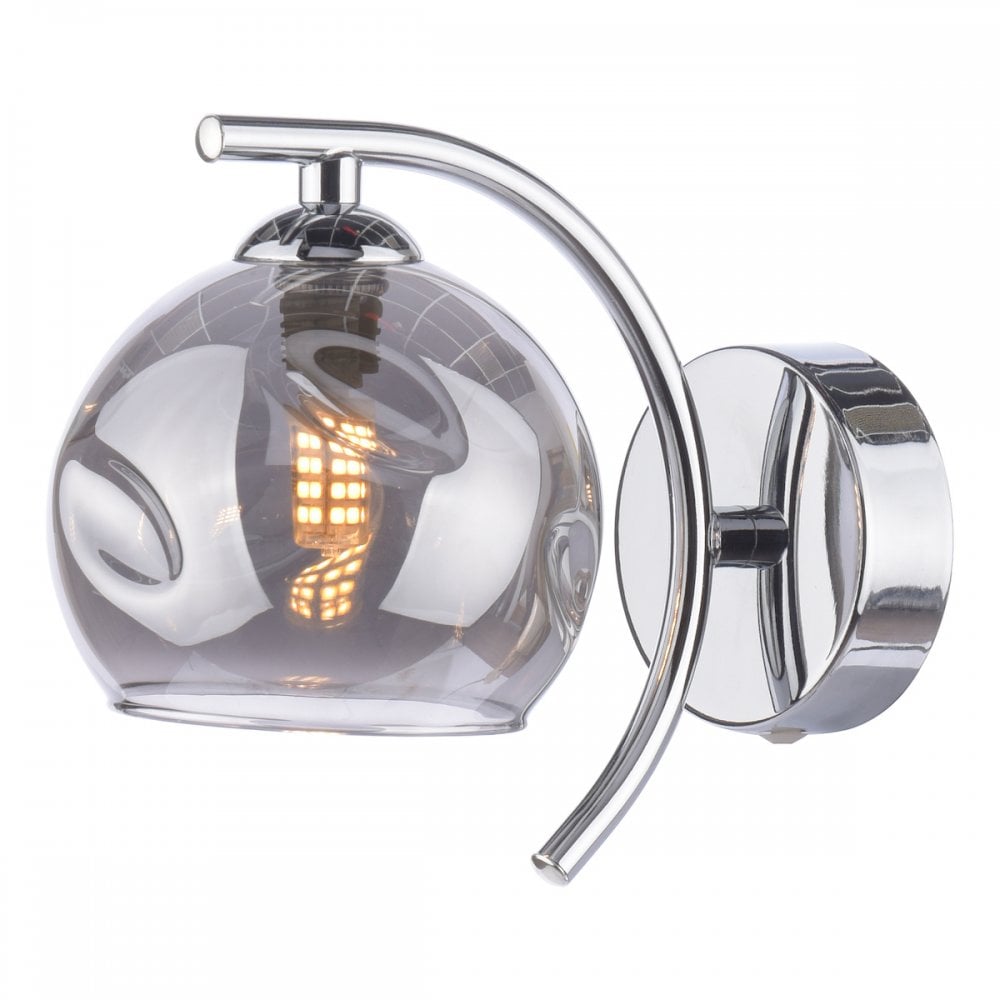 Nakita Wall Light In Polished Chrome Finish With Smoked Dimpled Glass NAK0750-15