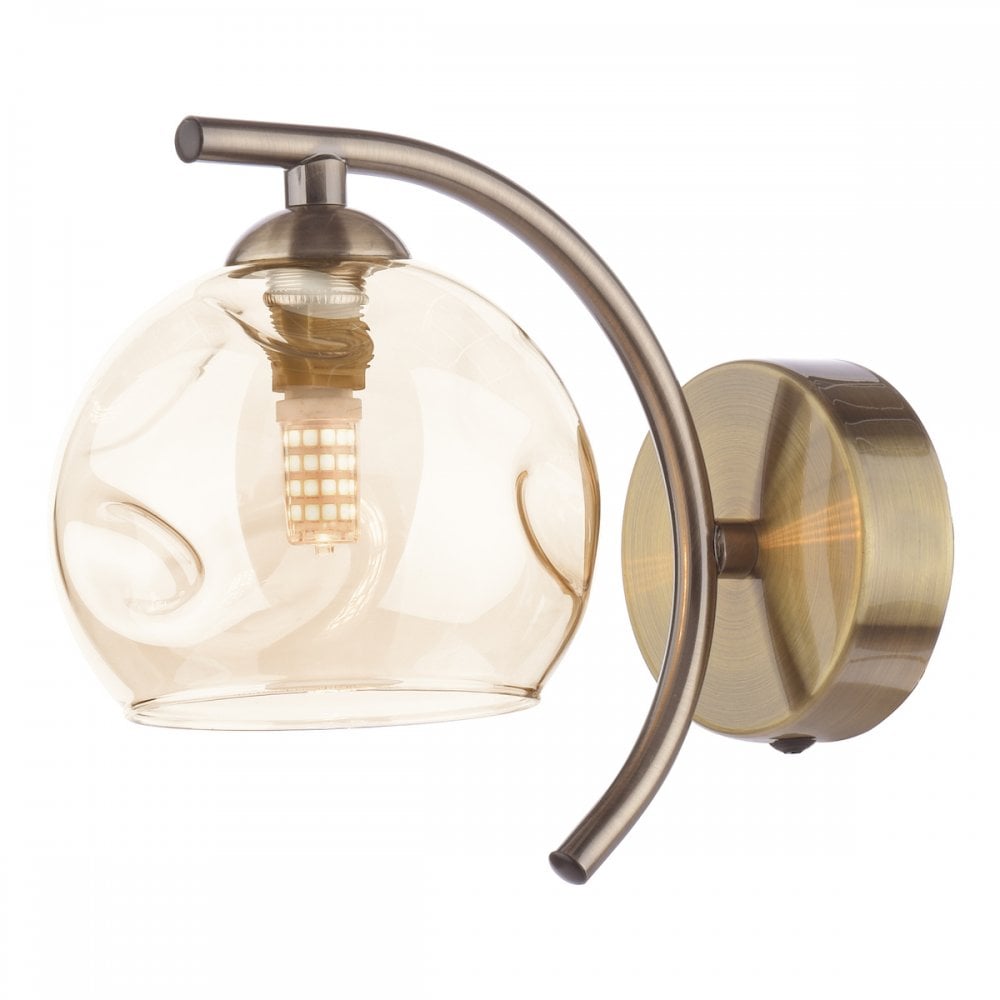 Nakita Wall Light In Antique Brass Finish With Champagne Dimpled Glass NAK0775-16