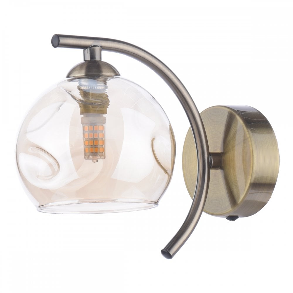 Nakita Wall Light In Antique Brass Finish With Champagne Dimpled Glass NAK0775-16