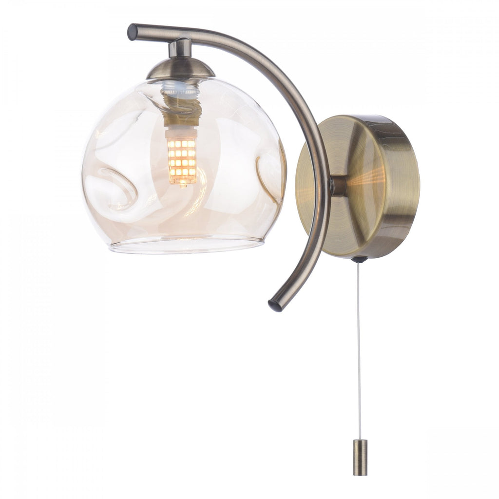 Nakita Wall Light In Antique Brass Finish With Champagne Dimpled Glass NAK0775-16