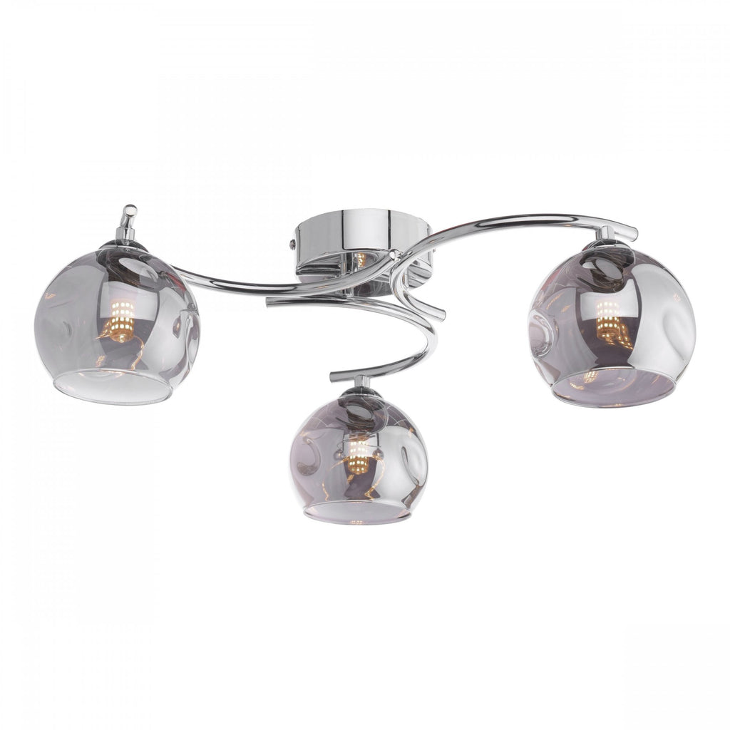Nakita Semi Flush Ceiling Light In Polished Chrome With Smoked Dimpled Glass NAK5350-15