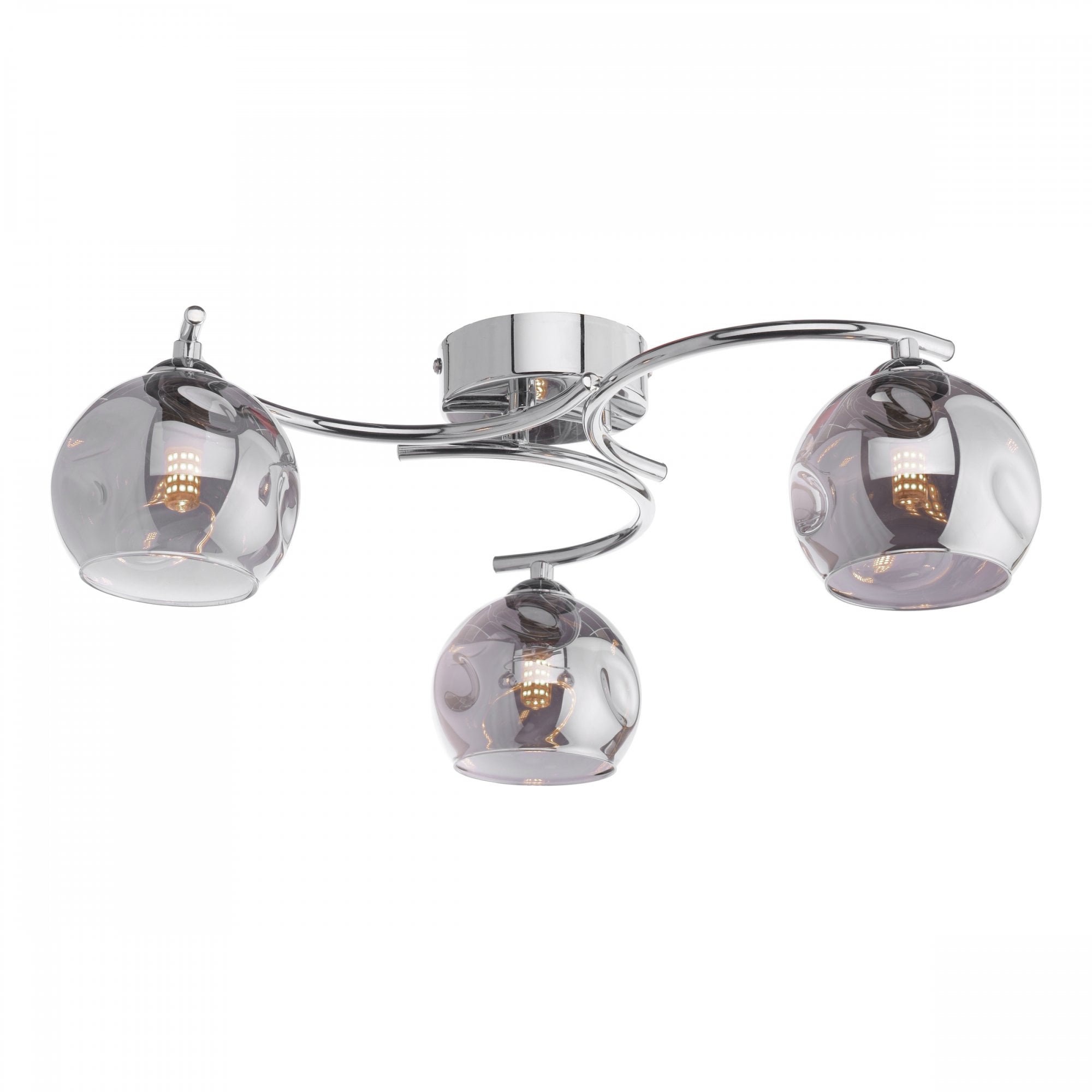 Nakita Semi Flush Ceiling Light In Polished Chrome With Smoked Dimpled Glass NAK5350-15