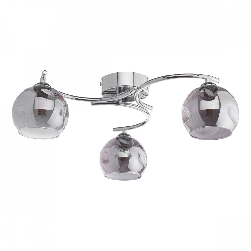 Nakita Semi Flush Ceiling Light In Polished Chrome With Smoked Dimpled Glass NAK5350-15