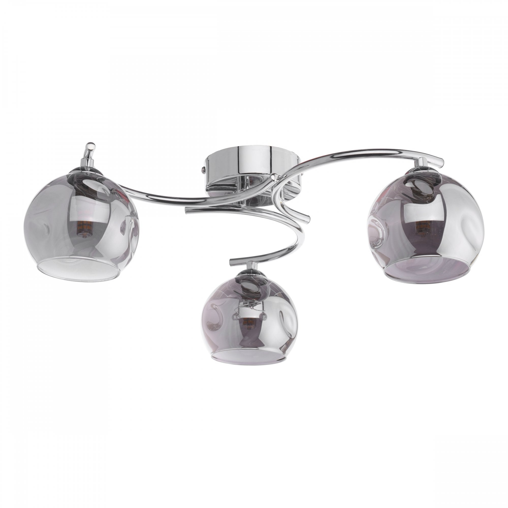 Nakita Semi Flush Ceiling Light In Polished Chrome With Smoked Dimpled Glass NAK5350-15