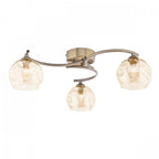 Nakita Semi Flush Ceiling Light In Antique Brass With Champagne Dimpled Glass NAK5375-16
