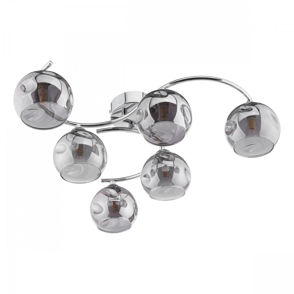Nakita 6 Light Semi Flush Ceiling Light In Polished Chrome With Smoked Glass NAK6450-15