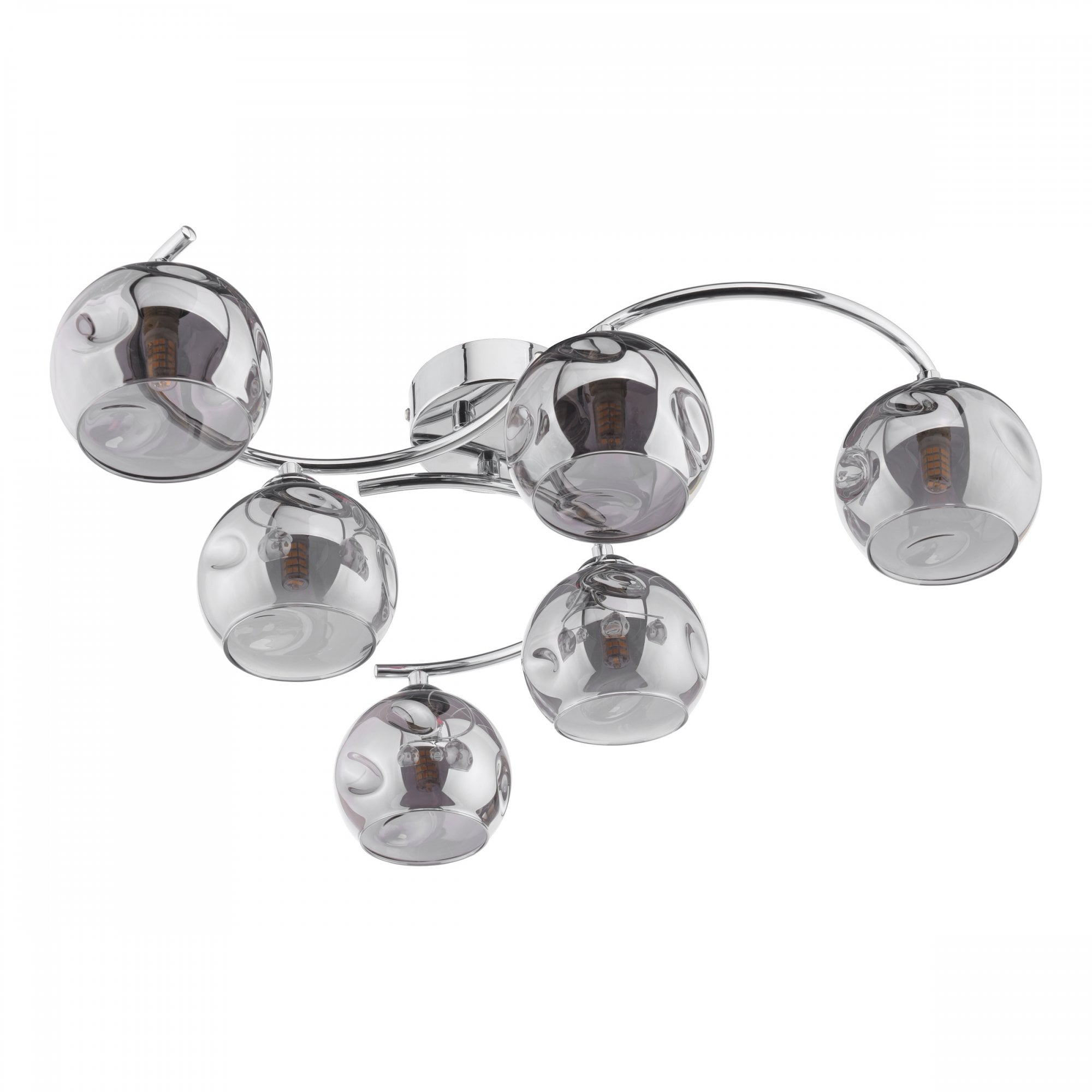 Nakita 6 Light Semi Flush Ceiling Light In Polished Chrome With Smoked Glass NAK6450-15