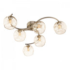 Nakita 6 Light Semi Flush Ceiling Light In Antique Brass With Champagne Glass NAK6475-16